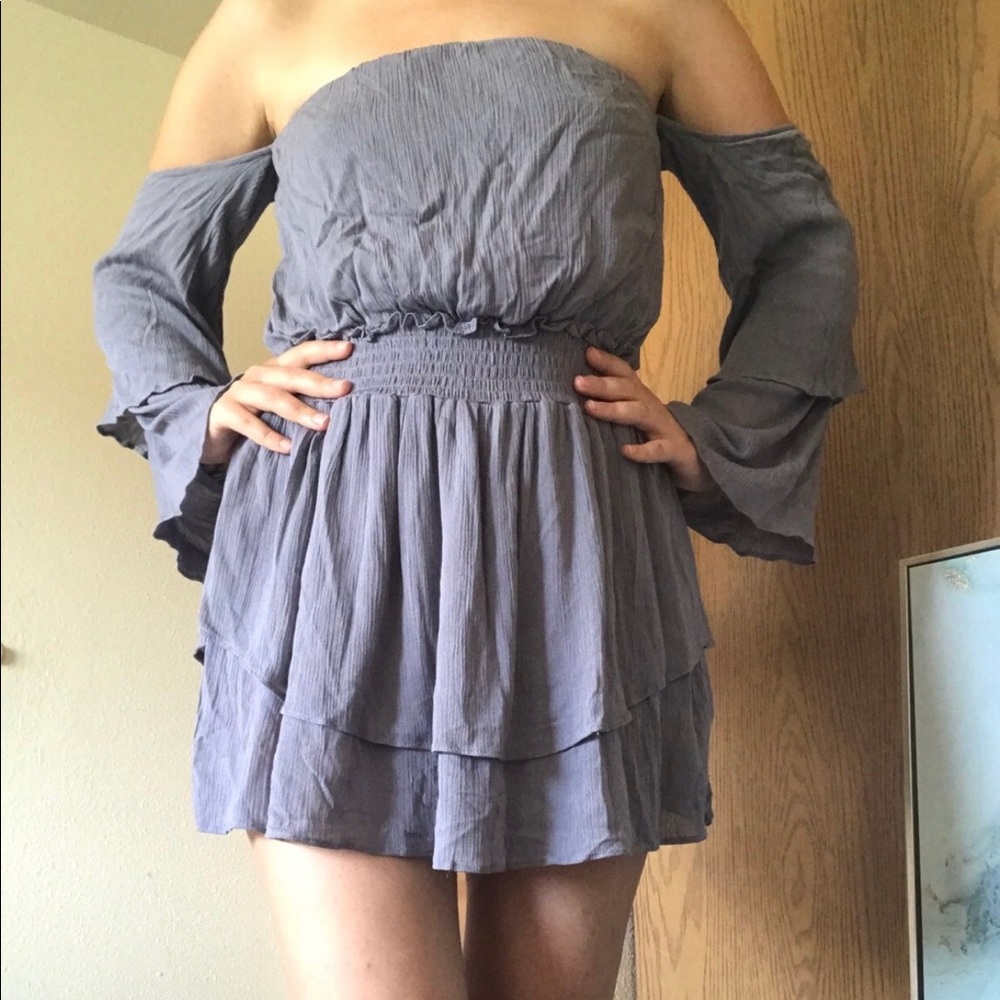 Off shoulder boho mini dress medium